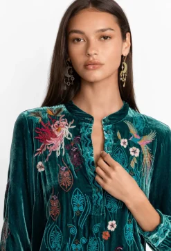 Ashira Velvet Henley Shirt Tunic