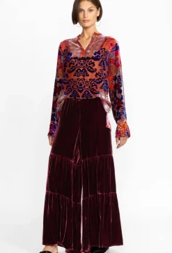Black Velvet Tiered Wide Leg Pant