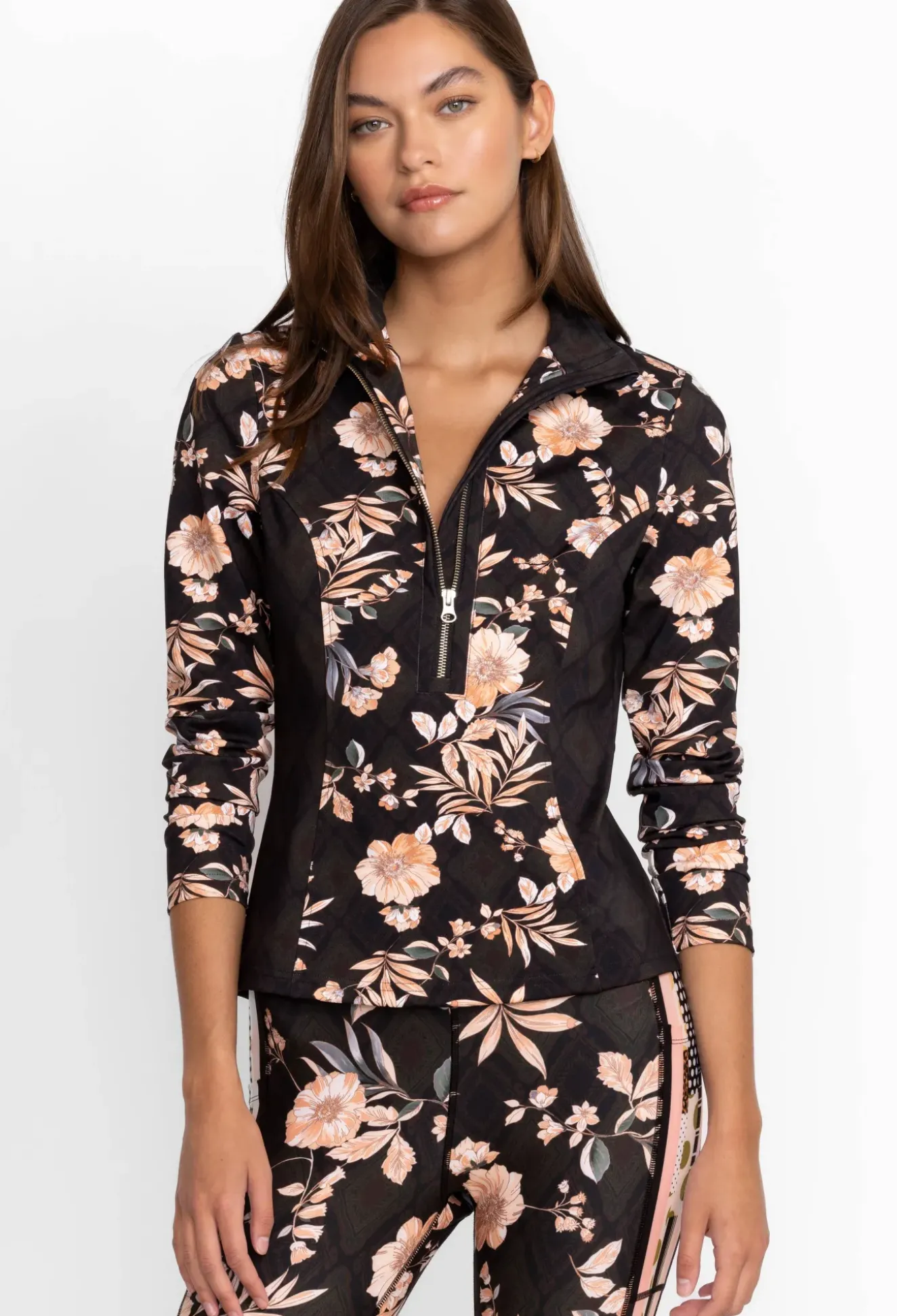 Blocked Athletic Mock Neck Pullover