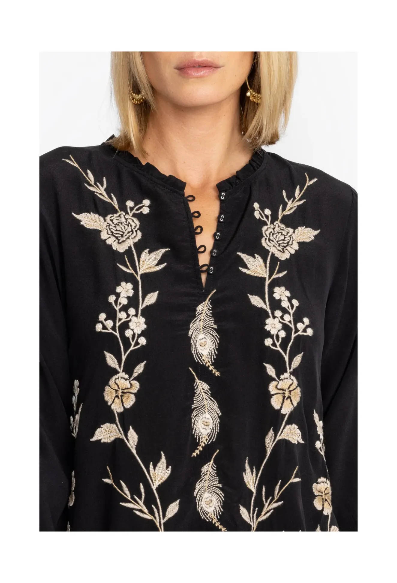 Calipso Button Neck Field Blouse