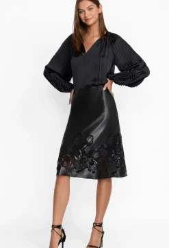 Enid Vegan Leather Midi Skirt