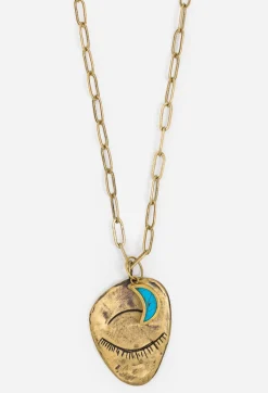 Evil Eye And Moon Charm Necklace