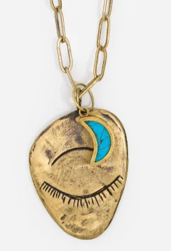 Evil Eye And Moon Charm Necklace