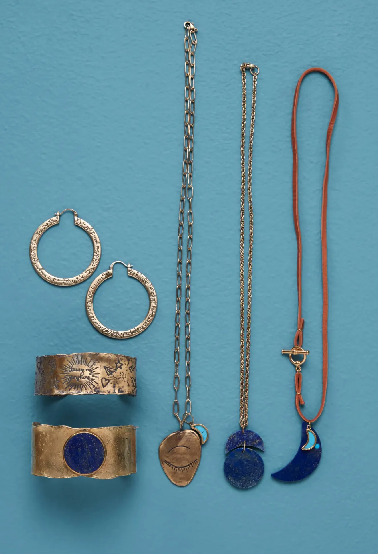 Evil Eye And Moon Charm Necklace