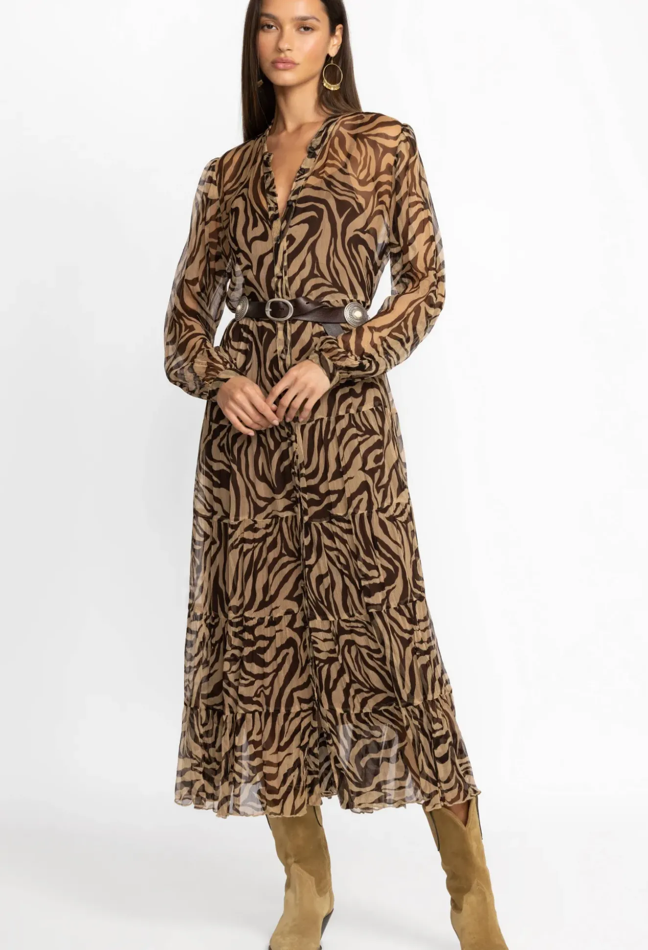 Golden Days Silk Midi Dress
