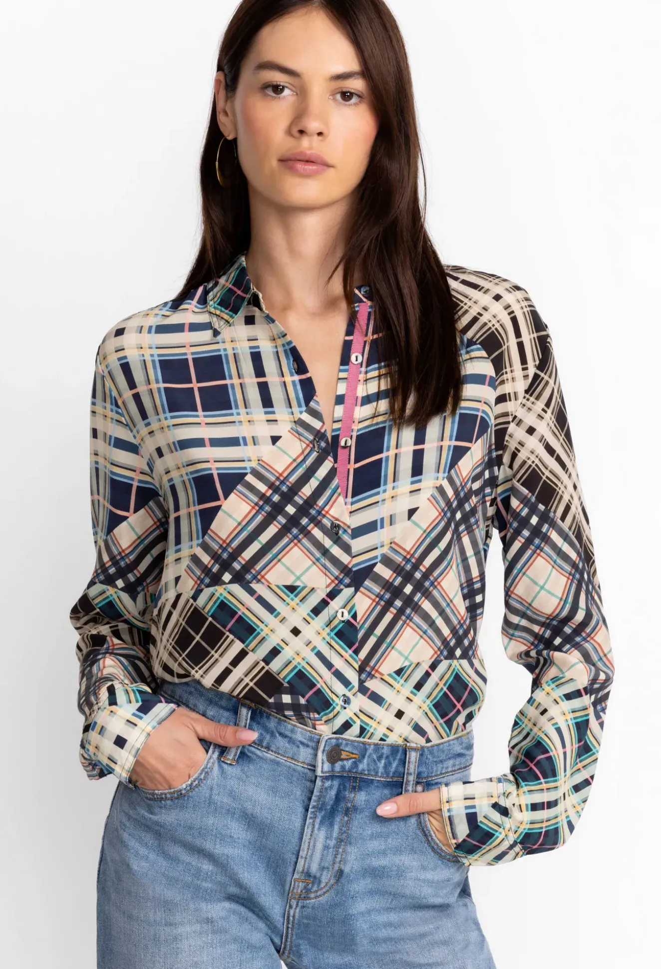 Idora Patchwork Button Down Shirt