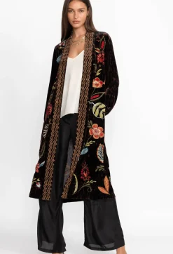 Isabella Velvet Bishop Sleeve Kimono Coat