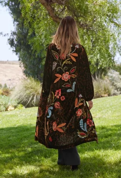 Isabella Velvet Bishop Sleeve Kimono Coat