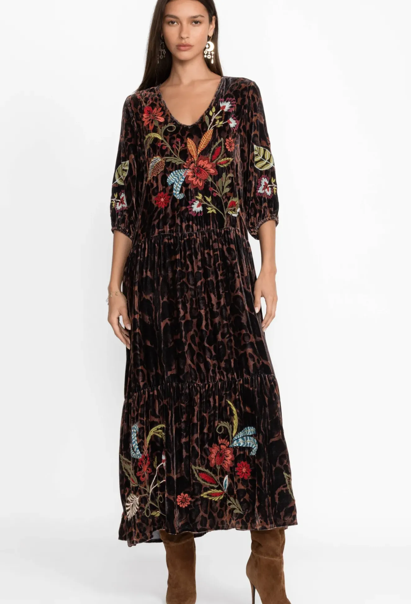 Isabella Velvet Tiered Dress