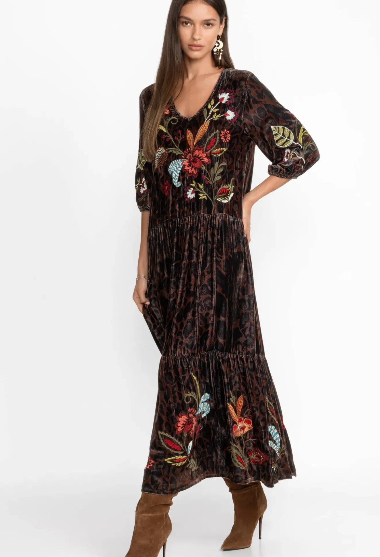 Isabella Velvet Tiered Dress