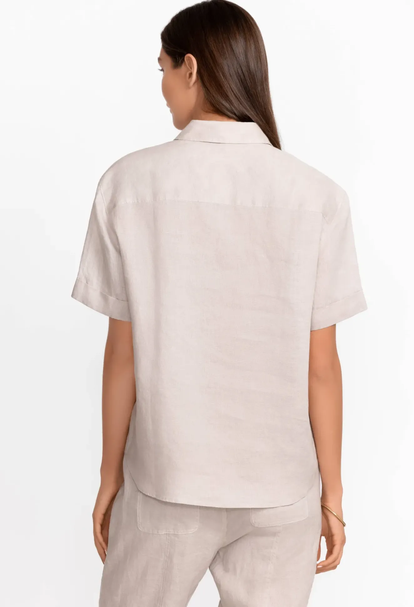 Linen Cuff Sleeve Camp Shirt