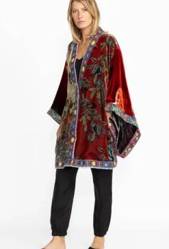 Midi One Of A Kind Velvet Kimono- Red