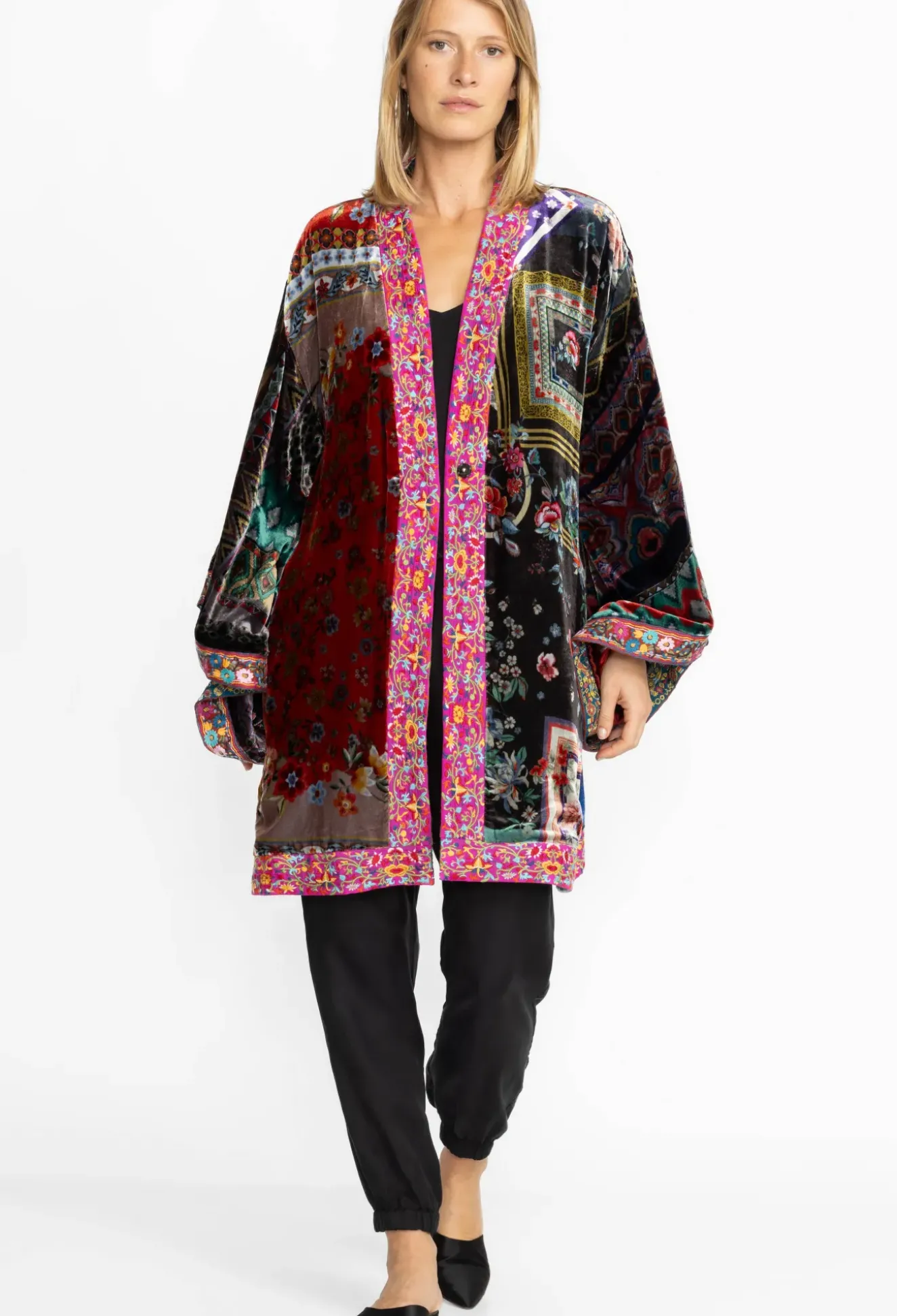 Midi One Of A Kind Velvet Kimono- Red