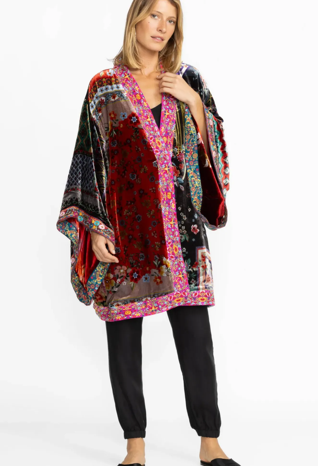Midi One Of A Kind Velvet Kimono- Red