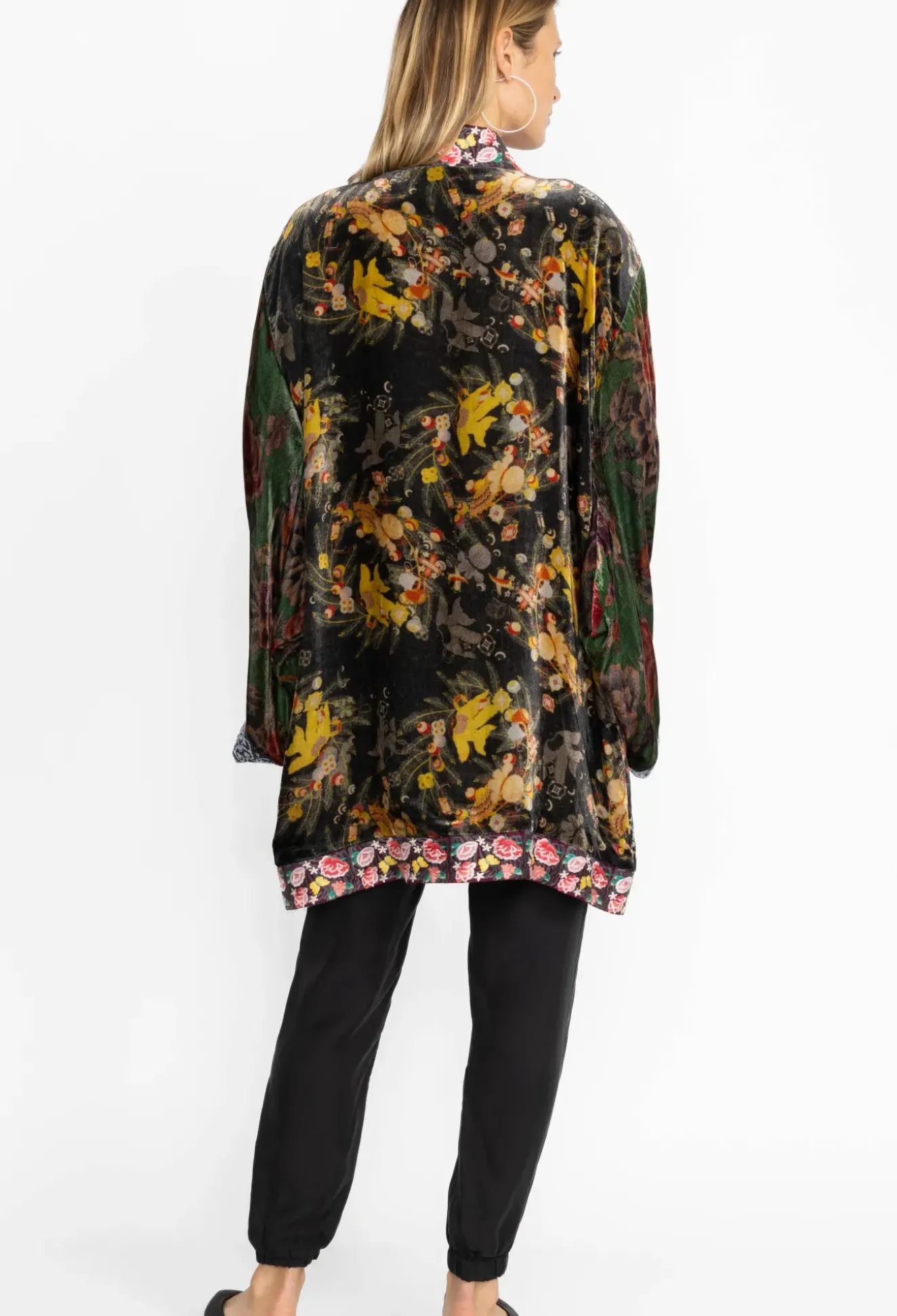 One Of A Kind Velvet Kimono- Black- Midi