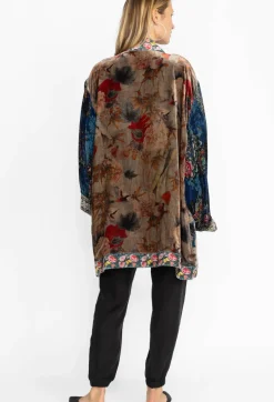 One Of A Kind Velvet Kimono- Black- Midi