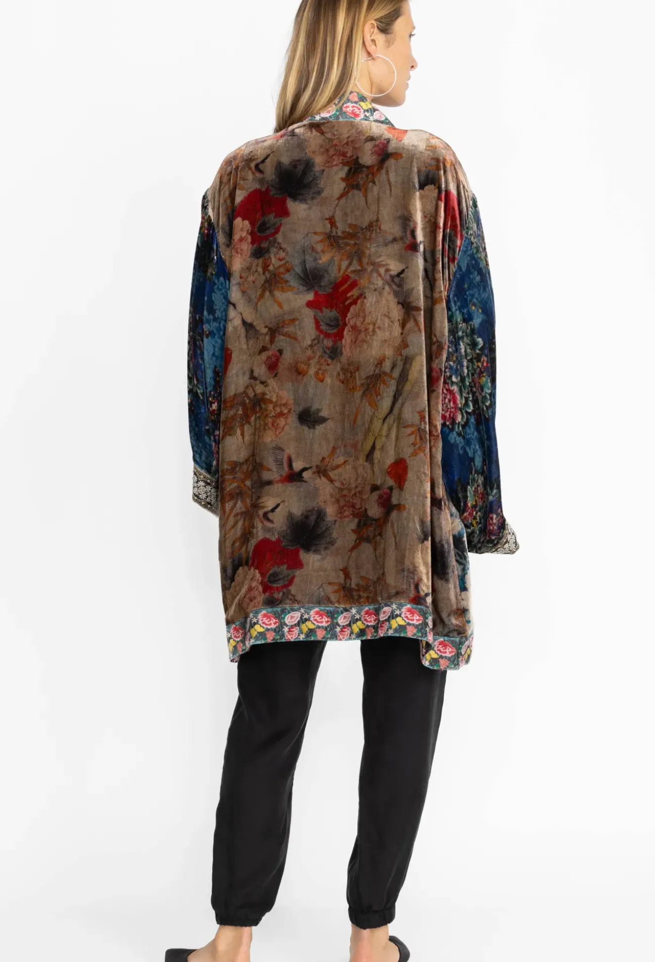 One Of A Kind Velvet Kimono- Black- Midi