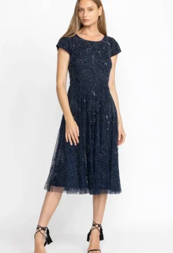 Paisley Beaded Mesh Dress