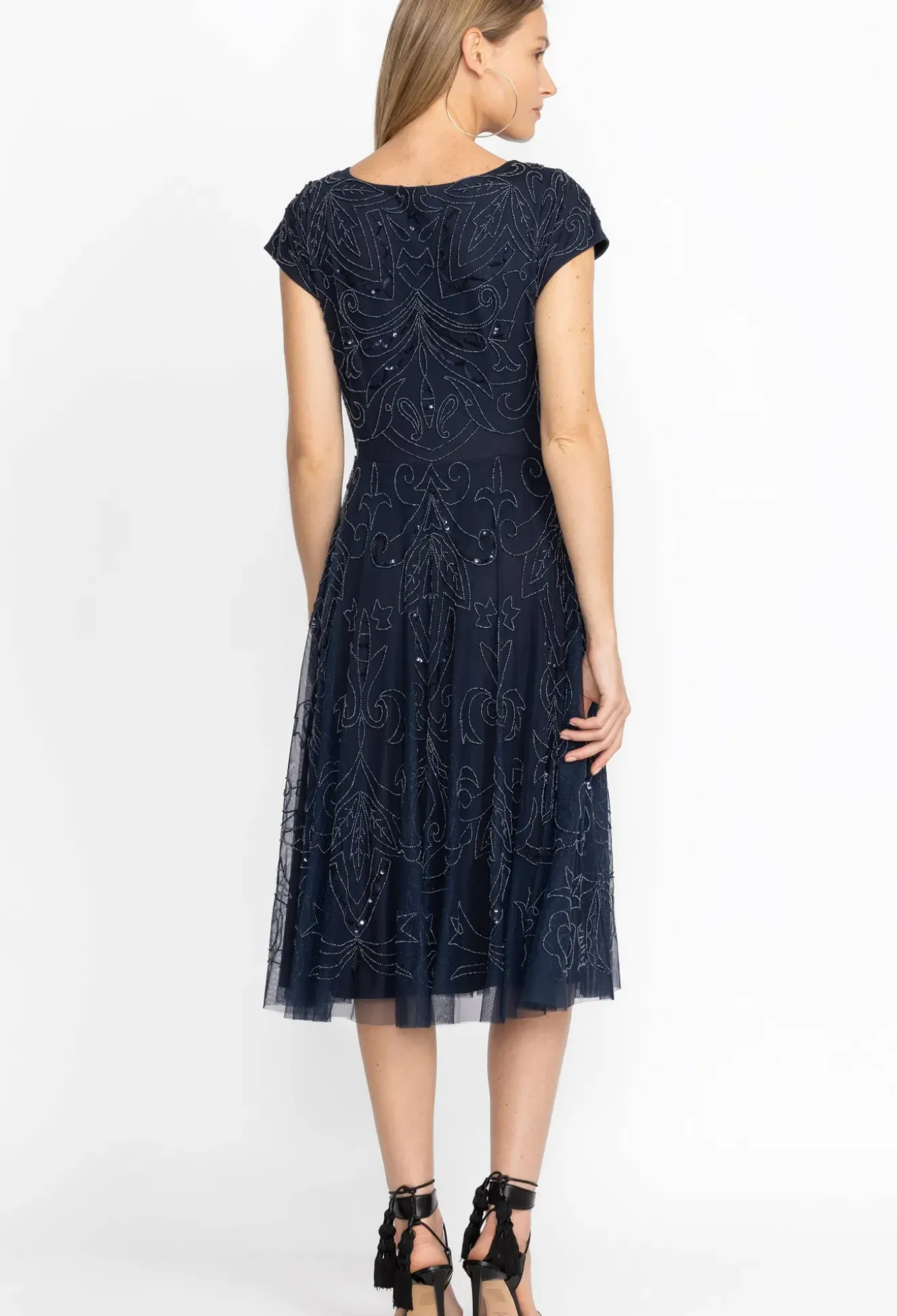 Paisley Beaded Mesh Dress