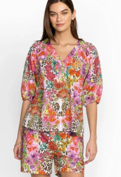 Puff Sleeve Button Front Blouse