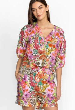 Puff Sleeve Button Front Blouse