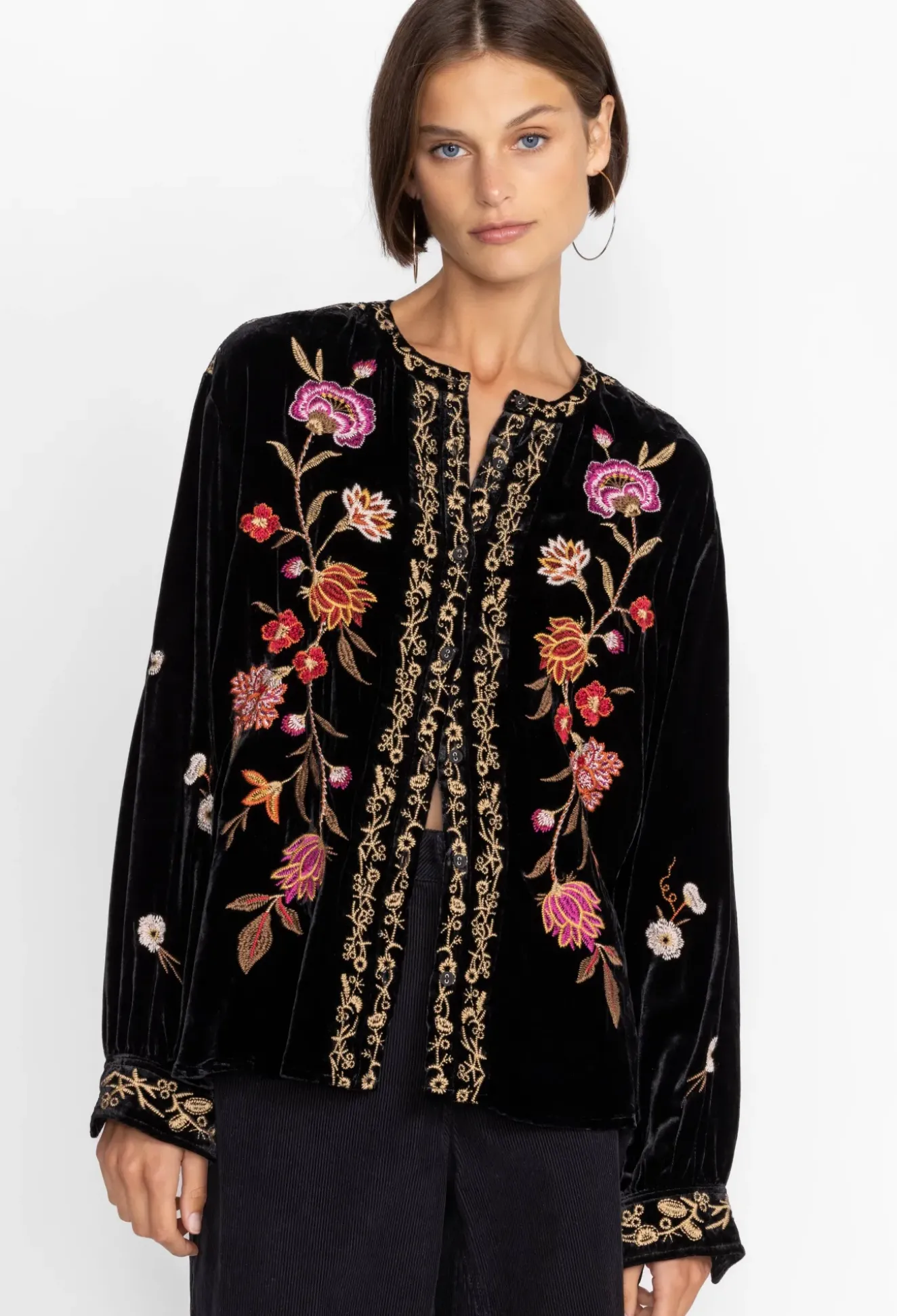 Quinn Velvet Mandarin Shirt
