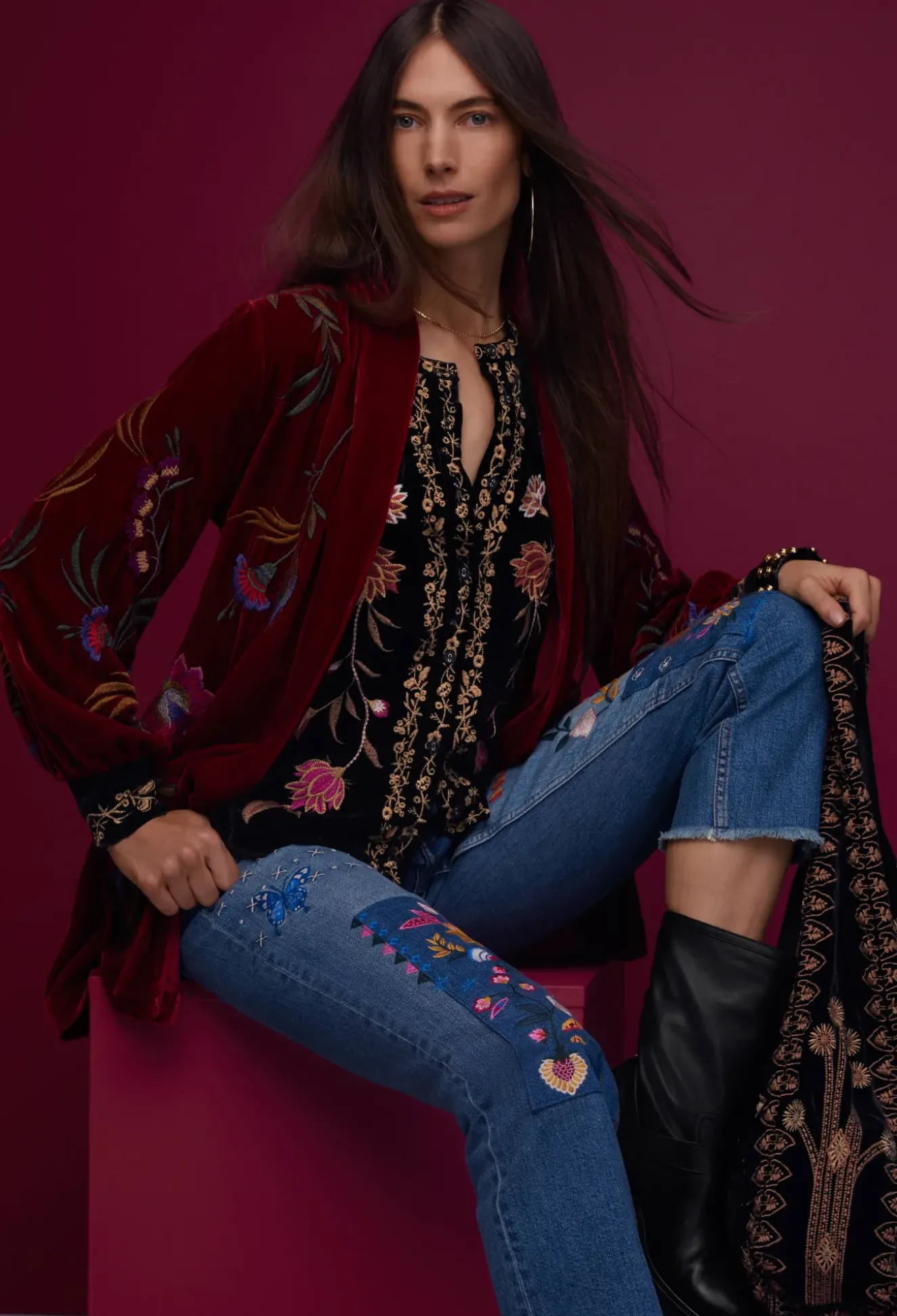 Quinn Velvet Mandarin Shirt