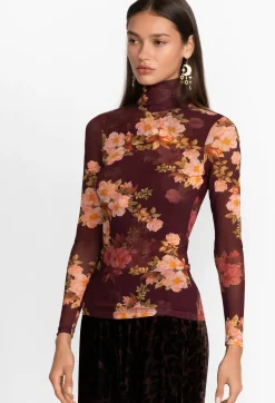 Rebecca Mesh Mock Neck Long Sleeve Tee Mesh Tee