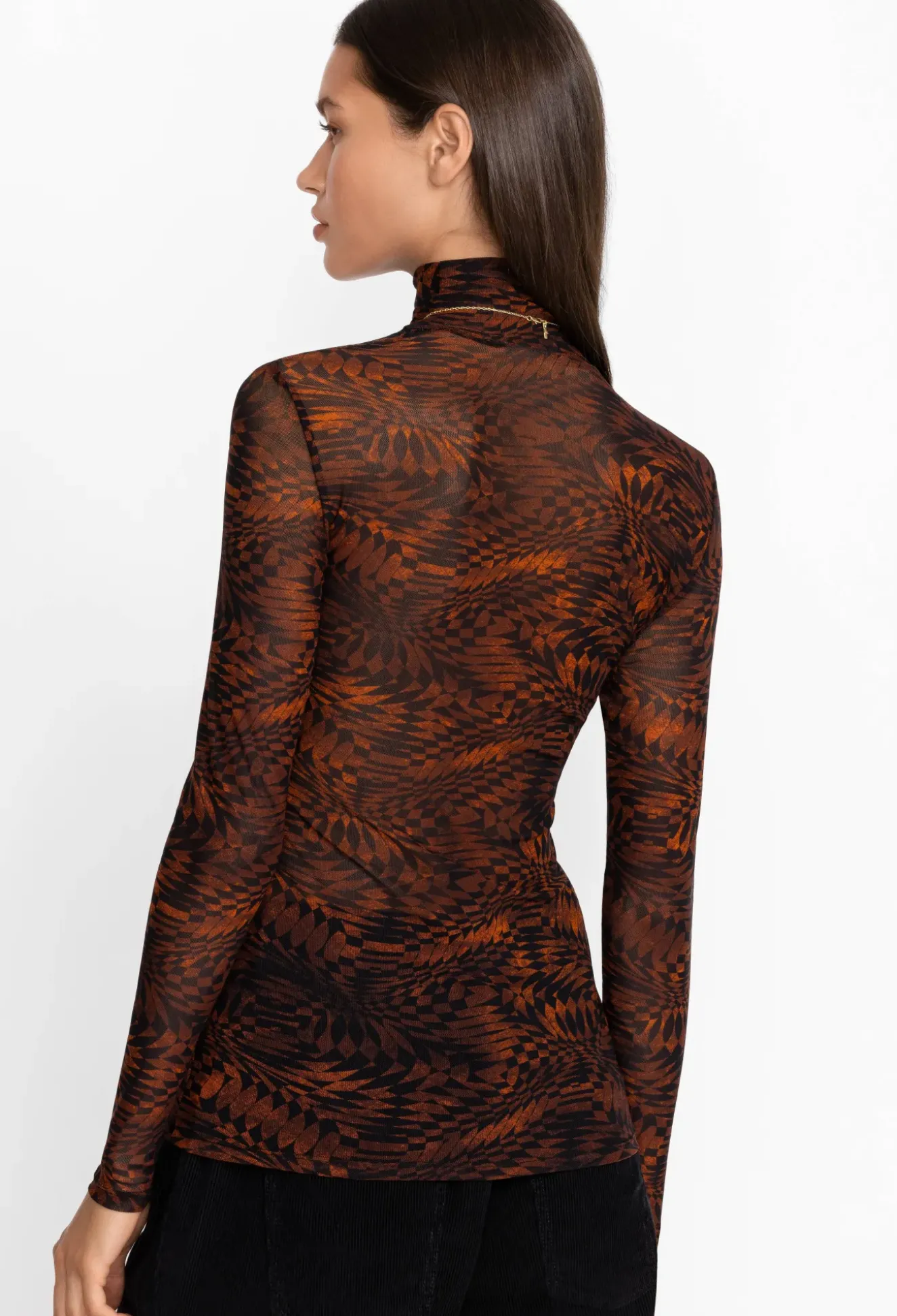 Rebecca Mesh Mock Neck Long Sleeve Tee