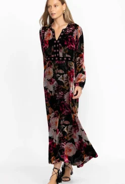 Rosa Velvet Front Notch Dress