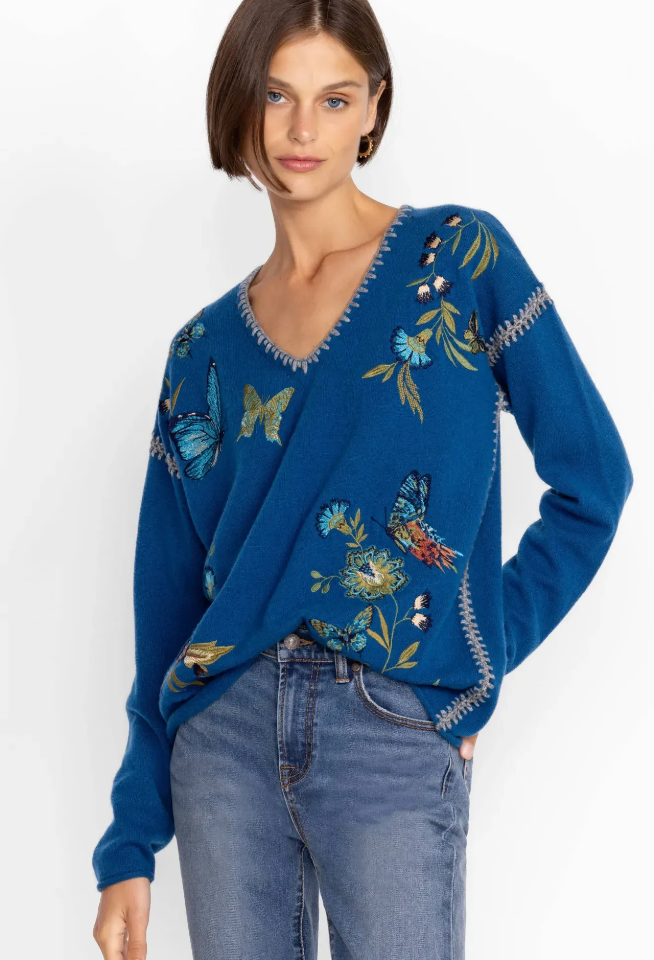 Sidona Cashmere Whipstitch Sweater