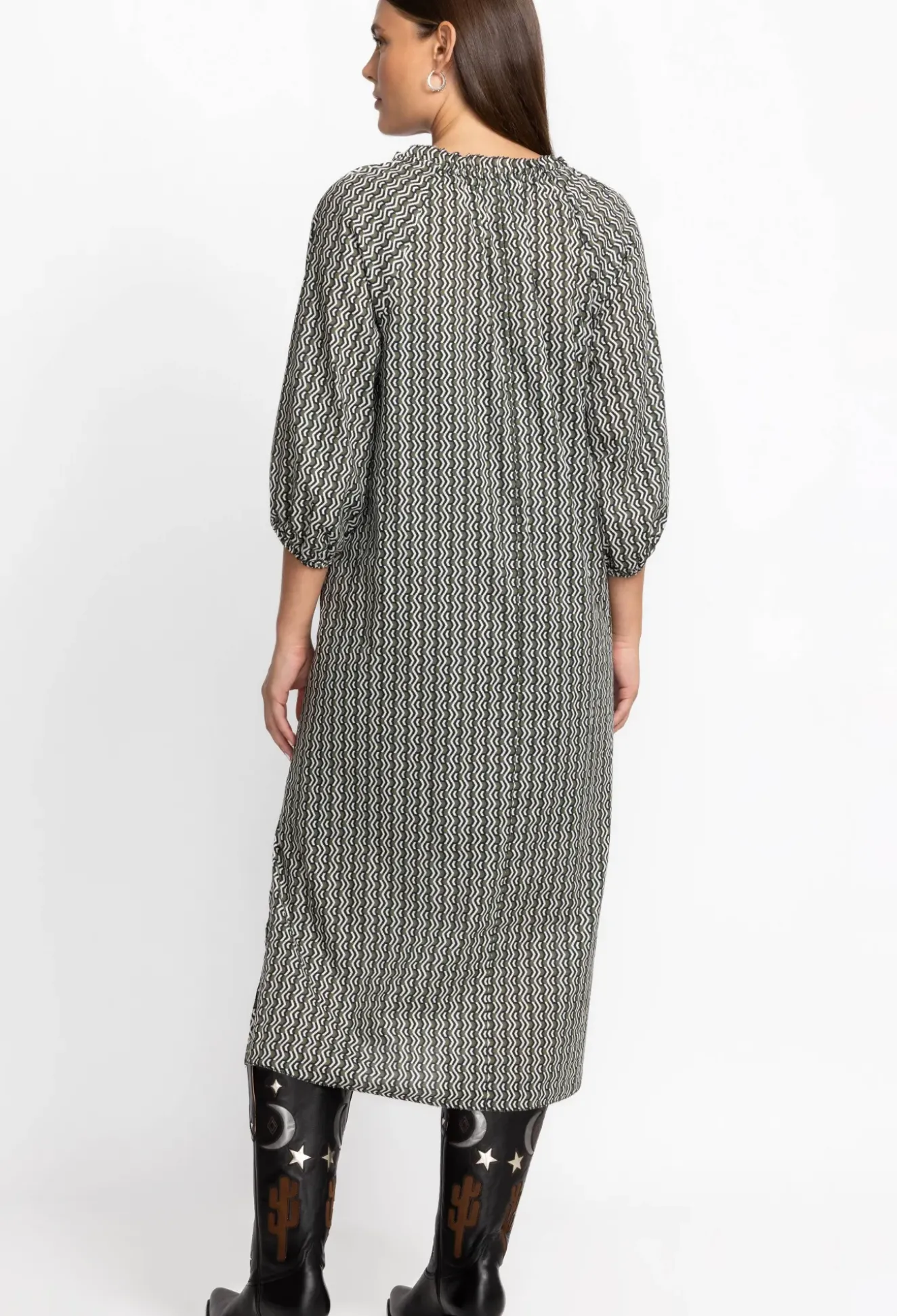 Split Ruffle Neck Midi