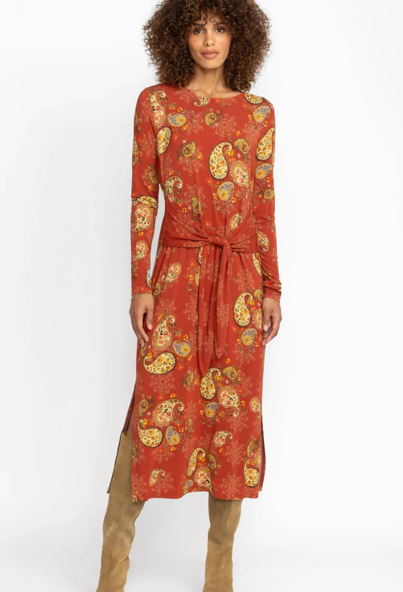 The Janie Favorite Long Sleeve Tie Front Knit Dress