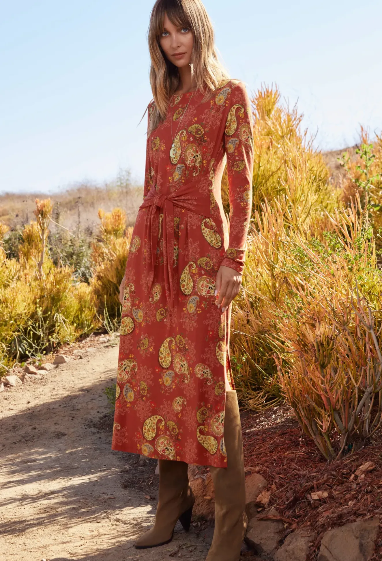 The Janie Favorite Long Sleeve Tie Front Knit Dress