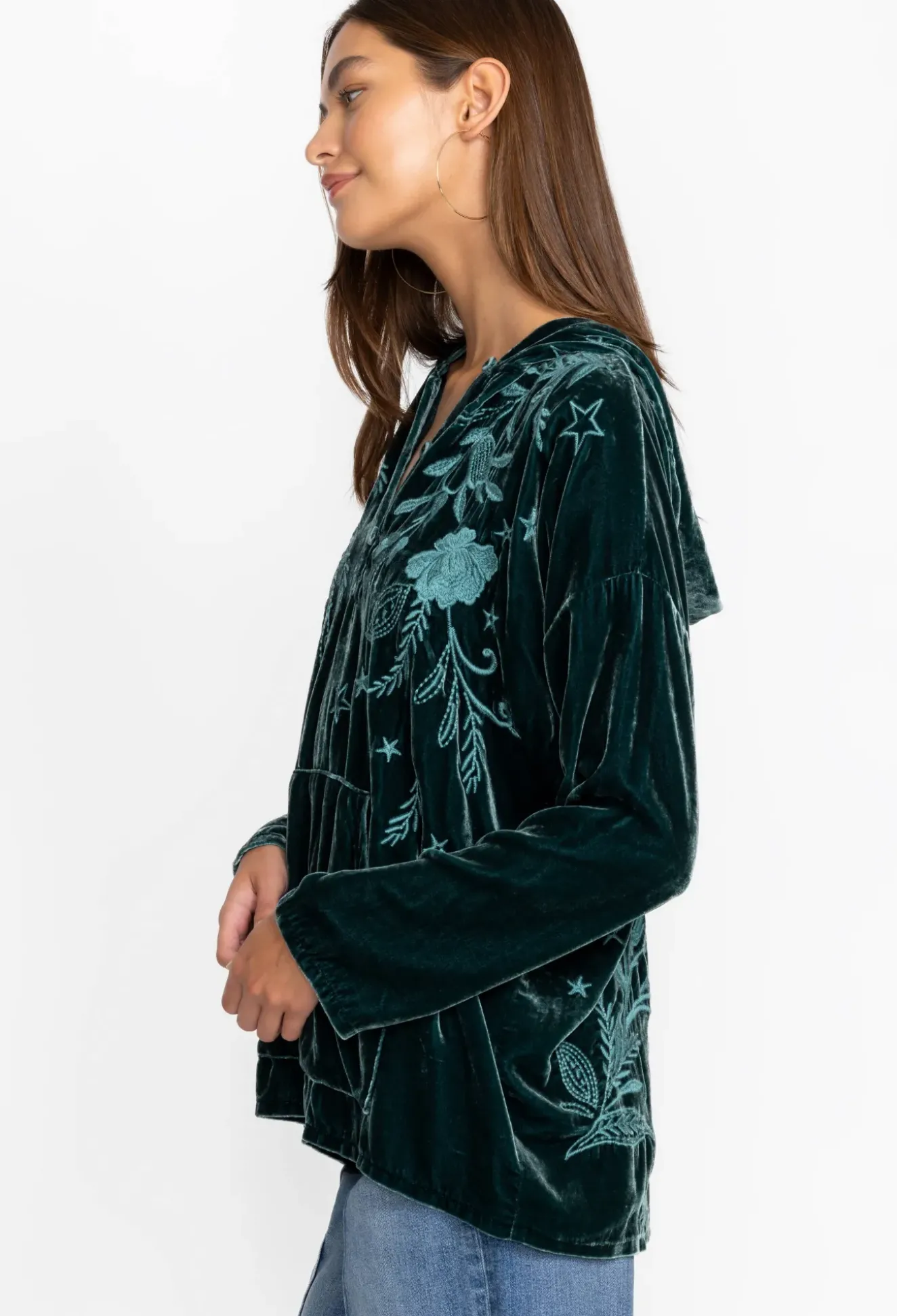 Wmns Frankie Velvet Pull On Hoodie