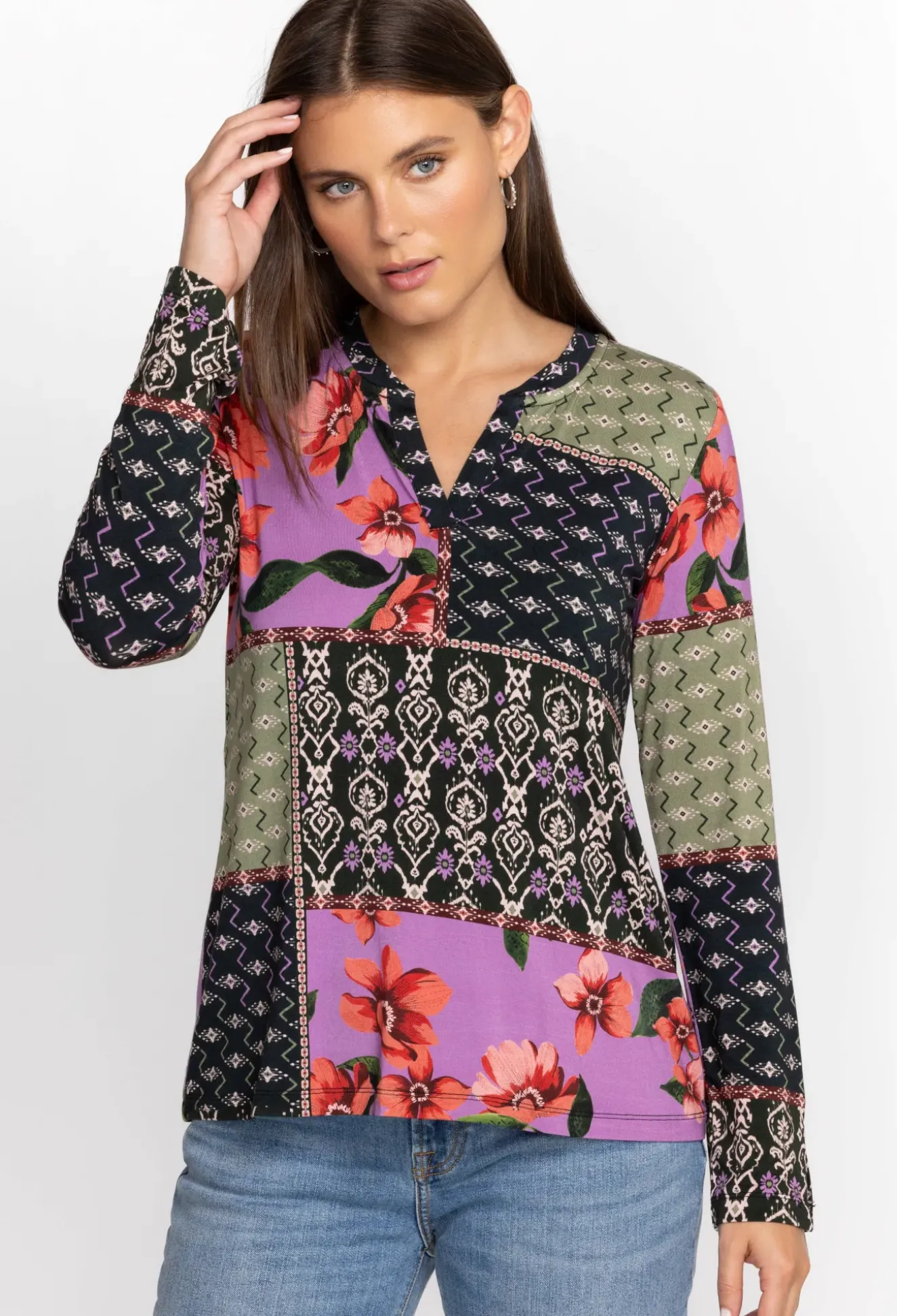 Zanda Split Neck Top