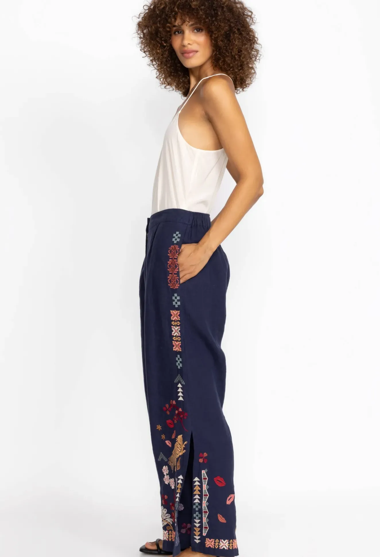 Zuzu High Slit Linen Pant